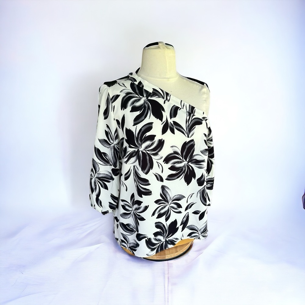 Alfani Women’s Off the Shoulder Blouse Pull Over Flowered NWT szLg